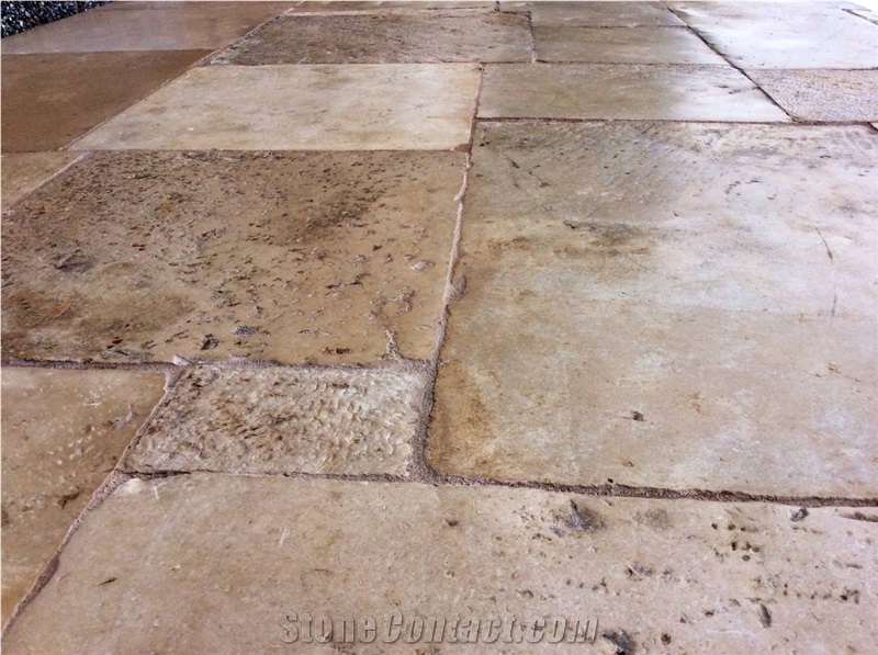 Antique French Bourgogne Stone Floors, Antique Pierre De Bourgogne Beige Limestone Tiles & Slabs, Flooring