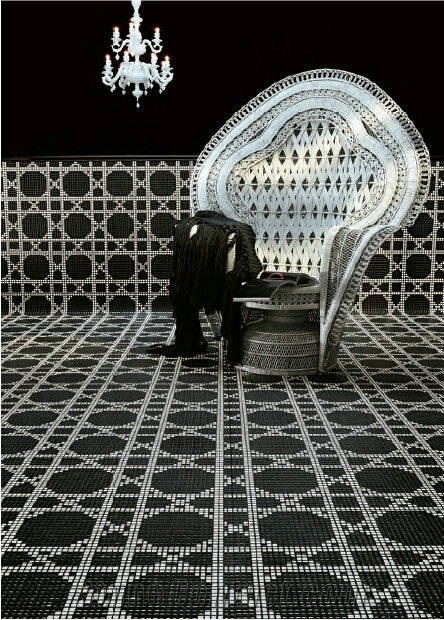 Opm101 Black Romano Pattern Vienna Nero Mosaic Romano Mosaic Floor Tile Wall Tile