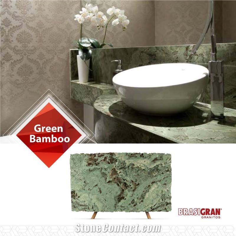 Green Bamboo Granite Bathroom Countertop