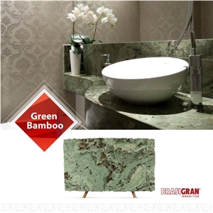 Green Bamboo Granite Bathroom Countertop