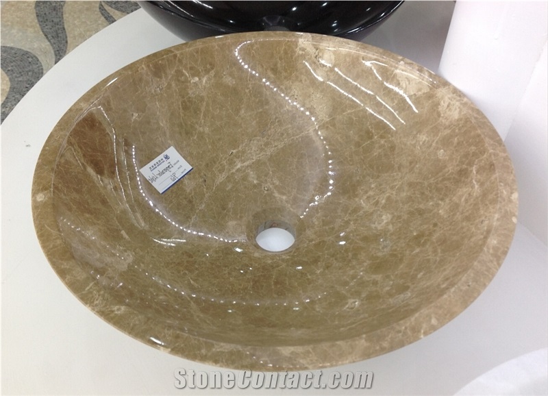 China Brown Marble Sinks Supplier 420*420*140 Rough China Emperador Light Marble