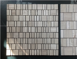 China Grey Wood Grain Mixed Manufacture Glass Mosaic Etc-Gw001