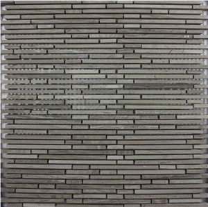 China Grey Wooden Mosaic Manufacture Exporter Polished Stone Material Linear Grey Nvsa341