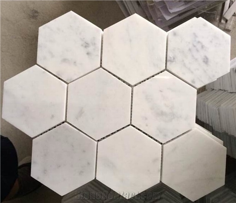 China Oriental White Mosaic Manufacturer Hexagon Nvot-W009