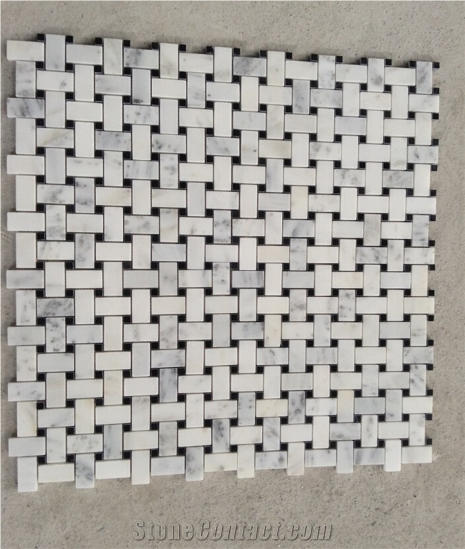 China Oriental White Mosaic Supplier Basketweave Nvot-W0010