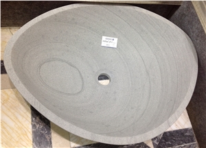 China Sandstone Sinks Manufacture 570*450*130 Rough Grey Sardstone