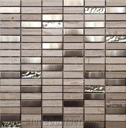 Grey Wood Grain Mixed Glass Mosaic Etc-6gw1s