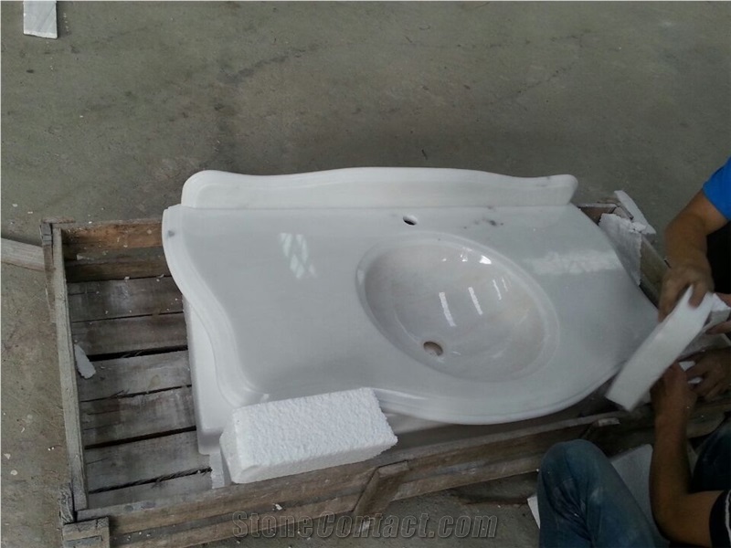 Stone Sinks Manufacture China 1096*602*165 Rough White Marble