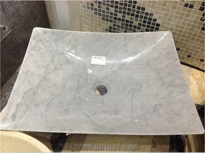 Stone Sinks Supplier China 510*400*140 Rough Carrara White