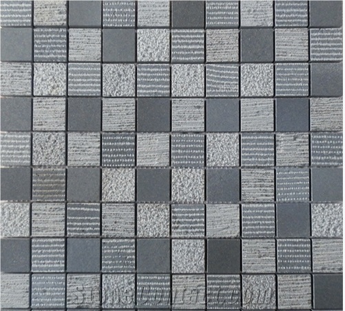 China Grey Linear Basalt Mosaic, China Black Basalt Mosaic