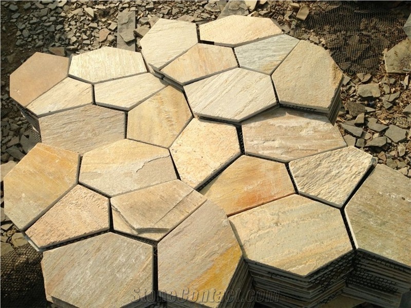 China Multicolor Slate Cobble Stone/Rusty/On Mesh/Walling/Paving/Flooring