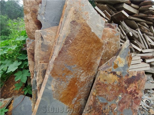 China Multicolor Slate Random Flagstones/Rusty/Paving/Flooring/Walling