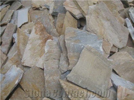 China Yellow Wood Vein Slate Flagstone / Landscaping Stones / Crazy Stone / Irregular Flagstone Landscape