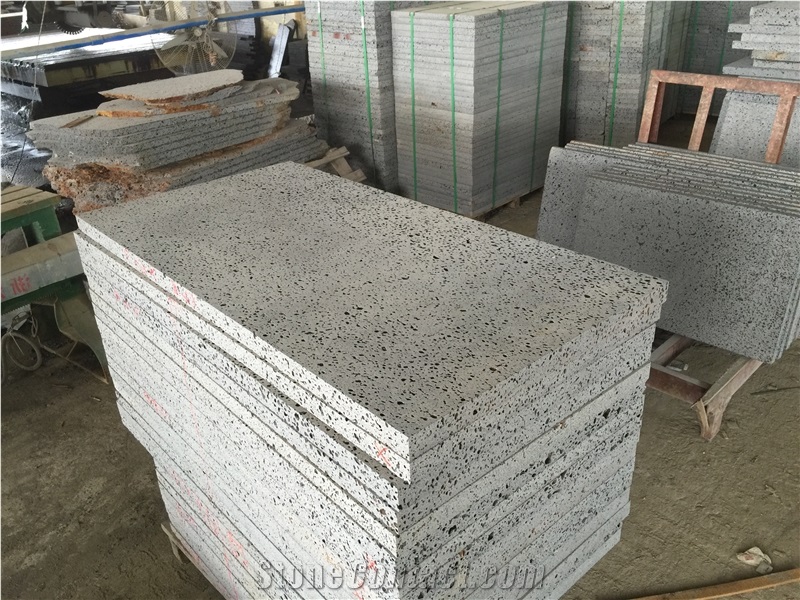 Hainan Grey Basalt,Lava Stone Tiles & Slabs / Moon Surface Grey Basalt / China Grey Basalt with Big Holes for Walling ,Flooring ,Pavement