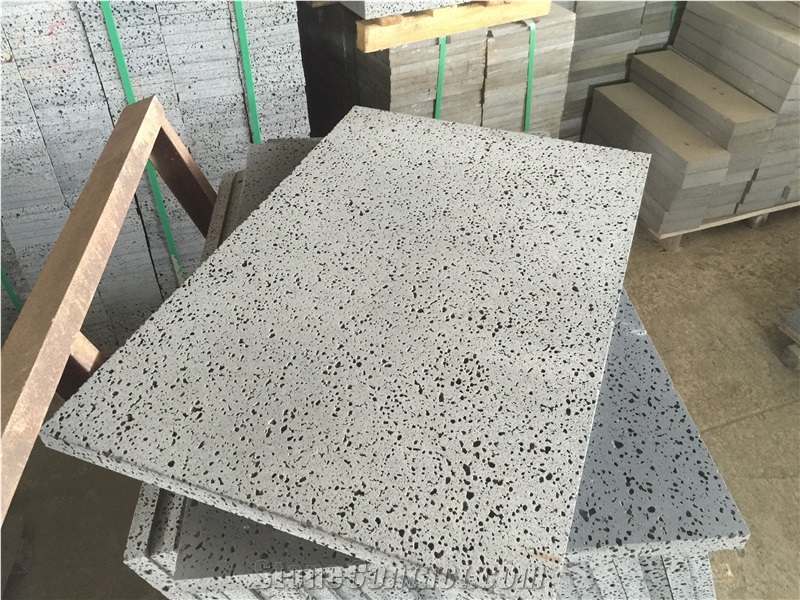 Hainan Grey Basalt,Lava Stone Tiles & Slabs / Moon Surface Grey Basalt / China Grey Basalt with Big Holes for Walling ,Flooring ,Pavement