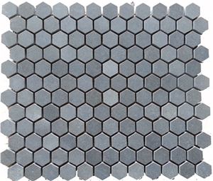 Hexagon/Natural Stone Mosaic/Honed/Hainan Grey Basalt Mosaic, China Grey Basalt Mosaic