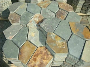 Slate/Cobble Stone/Rusty/On Mesh, China Multicolor Slate Flagstone