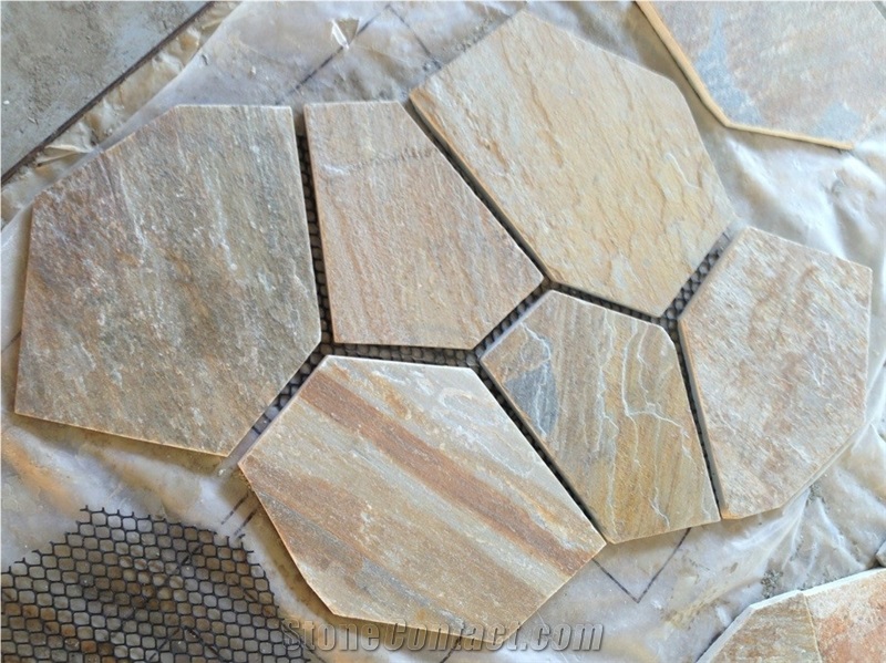 Slate/Cobble Stone/Rusty/On Mesh/Multicolor, China Multicolor Slate Flagstone