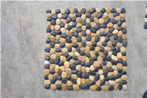 Pebble Stone on Net Mosaic Pattern,Mixed Pebble Mosaic