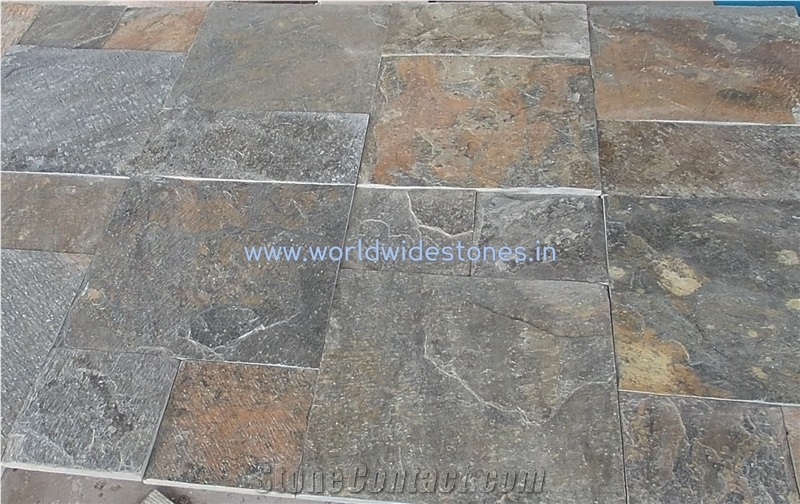 Indian Slates Tiles & Slabs, Red, Grey Slate Wall Covering