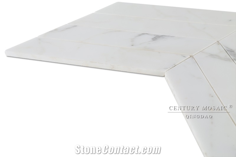 Calacatta White Chevron Bathroom Tile Design