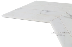 Calacatta White Chevron Bathroom Tile Design
