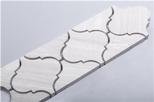 Light Wood Grain Arabesque Marble Border Lines Design