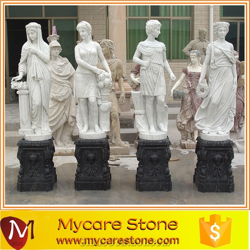 Fine Craft Marble Four Seasons Elegant Lady Statue Sculpture for Garden