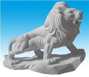 Animal Sculpture White Marble Lion, White Marble Sculpture & Statue