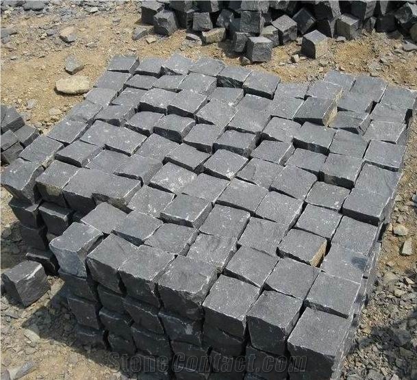 Basalt Cube Stone Pavers, Grey Basalt Cube Stone