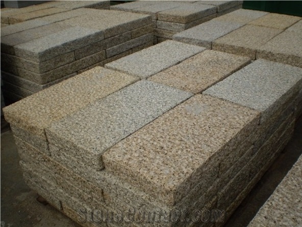 Yellow Binh Dinh Granite Cube Stone, Cobble Stone