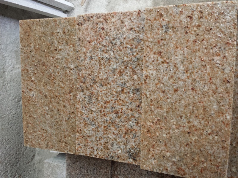 China Flamed Surface G682 Tiles, Yellow Granite Exterior Wall Dry-Hanging ,Yellow Granite Floor Covering , Garden Engineering Stone, Price 18-21usd