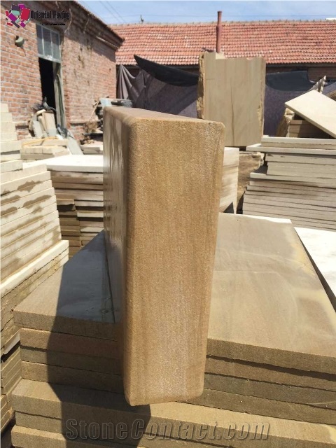 Beige Sandstone Treads Steps & Stairs, China Yellow Sandstone Steps, Stairs