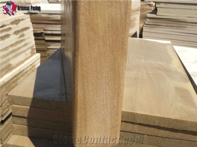 beige/yellow Sandstone/Coffee Sandstone Flamed Paver Treads Steps & Stairs