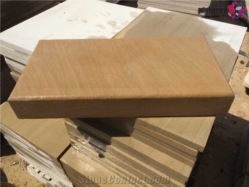 China Yellow Sandstone Stone Honed Paver Treads Steps & Stairs