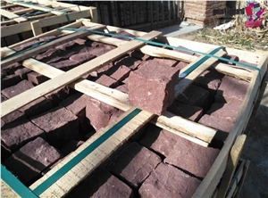 Red Sandstone for Paving, Red Cobble Stone for Landscaping, Sandstone Cubes, Red Sandstone Paving Sets, China Red Sandstone Cobble Stone