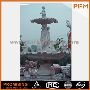 2015 Hot Sale Modern Lawn Decor White Marble Outdoor Garden Fountain on Discounting