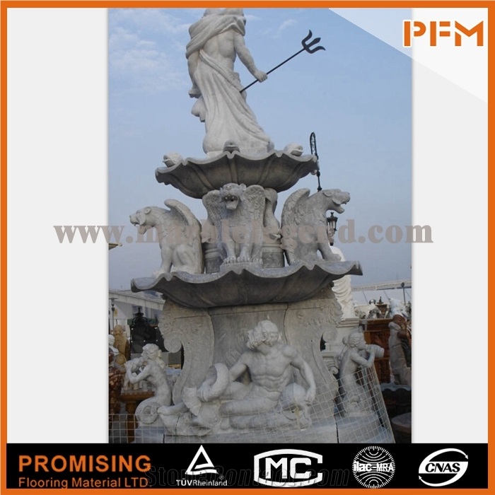 2015 New Design Decorative White Marble Outdoor Water Fountain Human Like Sculpture