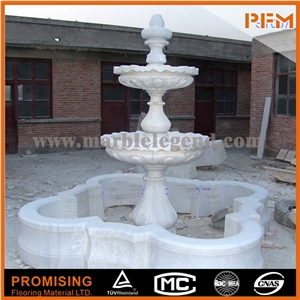 3 Tiers Carved Hunan White Marble Garden Water Fountain