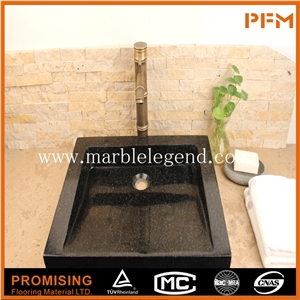 Absolute Black Shanxi Granite One Piece Kitchen Bathroom Sink