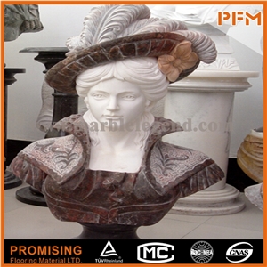 Aegean Brown Marble Woman Bust, Brown Marble Sculpture & Statue