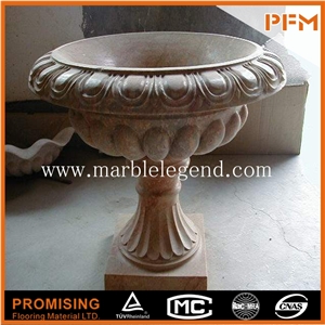 Antique Marble Flower Pots for Home and Garden, Brown Marble Flower Pots