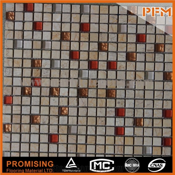 Ash Grey Squares Glass Mix Stone Mosaic,Good Quality Cheap Price Crystal Stone Mosaic