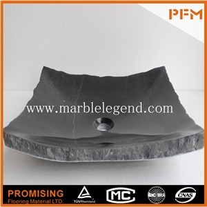 Bathroom Sanitary Ware China Black Marble Sinks, Natural Stone Sink Basin,Modern Design and Easy to Be Installed Square Stone Sink