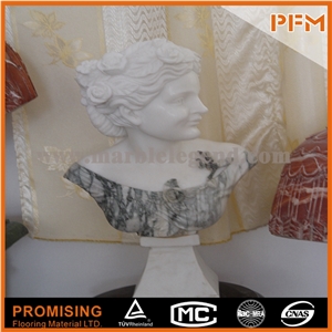 Beautiful Arabescato Corchia Marble Woman Hand Carved Natural Stone Bust Statue, Arabescato Corchia White Marble Statues
