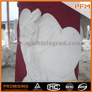 Beautiful Garden Stone Lady Angel Tombstone,Hunan White Marble Tombstone & Monument