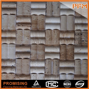 Beige Color Bone Shape Stone Mosaic Tile Natural Beige Mixed with Rusty Mesh Backed Stone Mosaic Tile