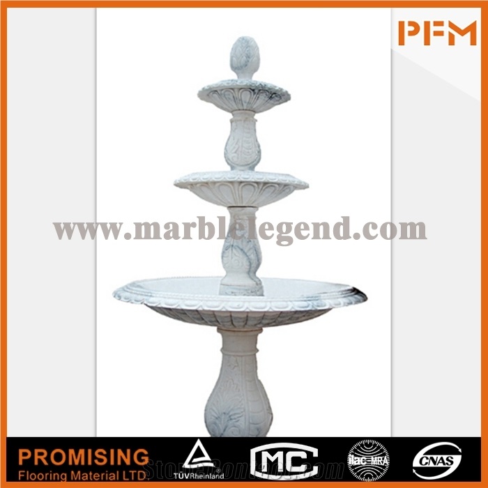 Big White Stone Marble Fountain with Lady Statues Flower for Park