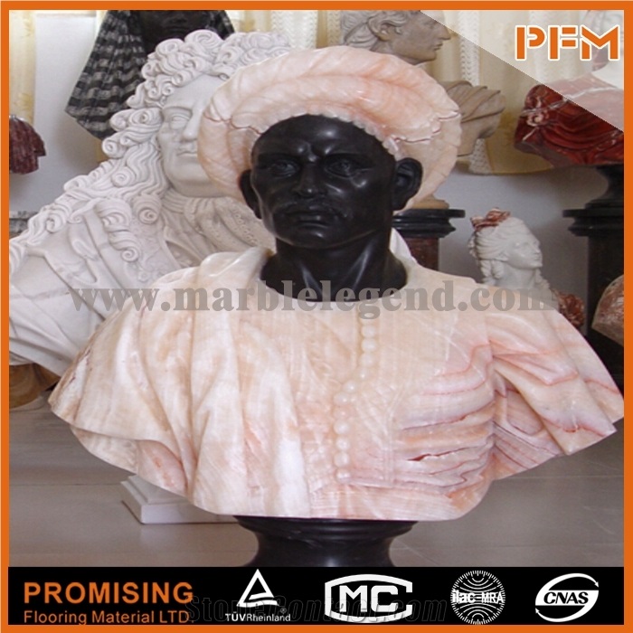 Black Marble and Honey Onyx/ Bust Sculptured Statue /Western/European Customized Figure Human/ Hand Carving
