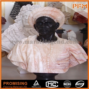 Black Marble and Honey Onyx/ Bust Sculptured Statue /Western/European Customized Figure Human/ Hand Carving